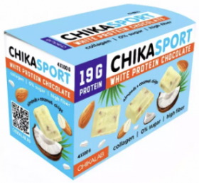 Bombbar CHIKALAB Шоколад белый с миндалем и кокосовыми чипсами (4шт в уп) Упаковка 100 г 100&nbsp;г