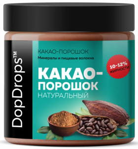 DopDrops Какао-порошок натуральный, 10-12% жирности 200&nbsp;г