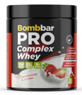 Bombbar Complex Whey PRO 450 г Клубника со сливками без НДС