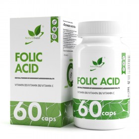 NaturalSupp FOLIC ACID (Витамин В9 (в форме фолиевой кислоты- 600 мкг) Витамин В6 ( в форме пиридоксина гидрохлорид - 4, 4мг) Витамин С (в форме аскорбиновой кислоты - 195 мг) 60 капс без НДС