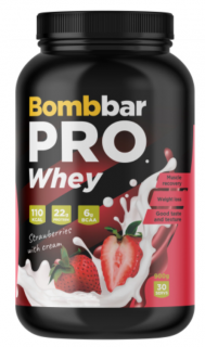 Bombbar Whey protein PRO 900 г Клубника со сливками без НДС